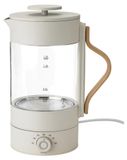 Stelton Emma Bouilloire, 1,2 l, bouilloire électrique en verre et acier inoxydable, réglage de température 40-100 °C, fonction maintien au chaud, transparent/sable