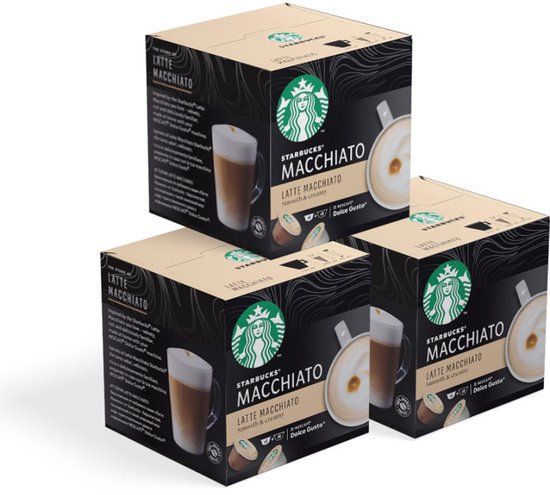 Starbucks Set van Koffiecapsules die geschikt zijn voor NESCAFÉ® Dolce Gusto® Starbucks Latte Macchiato, 3 x 6 + 6 pcs.