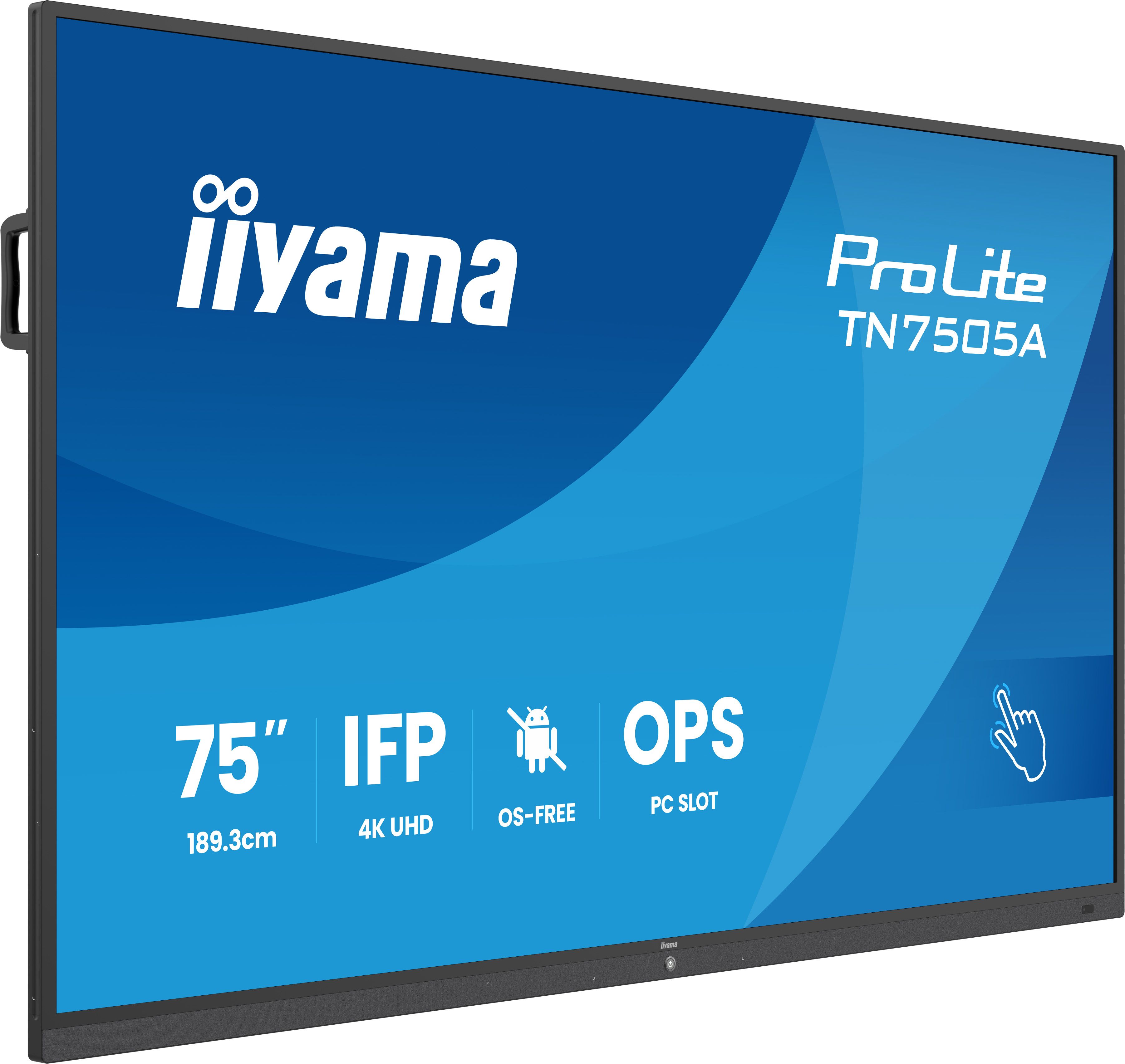 iiyama TN7505A-B1AG Interactief flatscreen 189,3 cm (74.5") 4K Ultra HD Zwart Touchscreen