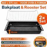 ICQN Bakplaat en Rooster Set voor Oven - 460x370x30 mm