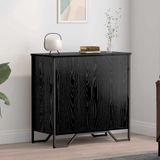 vidaXL Dressoir, Zwart, Eikenlook, 78 x 35 x 74,5 cm
