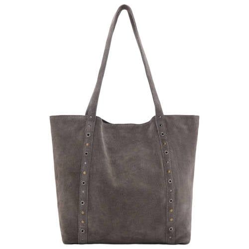 MANGO TEEN leren tas met studs - grijs