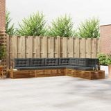 vidaXL - 7-delige Buitenbank Set - Massief Acacia Hout en Polyester - Natuurlijk en Antraciet