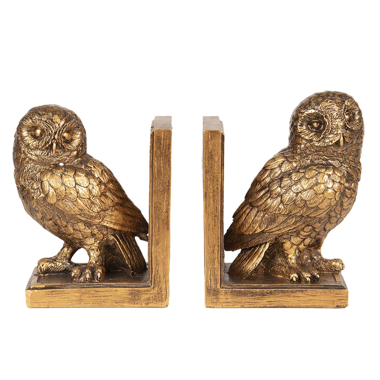 Clayre & Eef boekensteun (2) uilen 12*8*16 cm 6pr2653