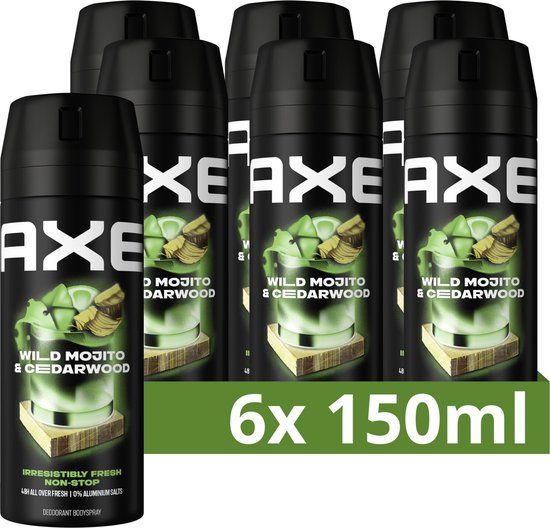 AXE Deodorant Bodyspray - Wild Mojito & Cedarwood - 6 x 150ml