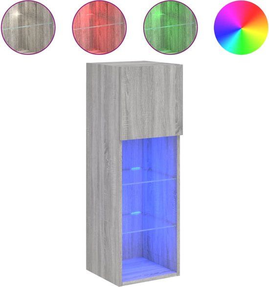 vidaXL Tv-meubel met LED-verlichting - Grijs Sonoma Eiken - 30,5x30x90 cm