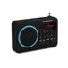 Metronic 477203 Compacte draagbare FM-radio met USB-poort + micro-SD-kaartlezer, zwart en blauw