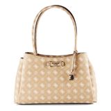 GUESS schoudertas Carrie Logo Girlfriend Carryall Biscotti Logo beige