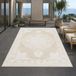 CARPETIA Tapis beige/crème avec design graphique vintage, rond, diamètre 120 cm