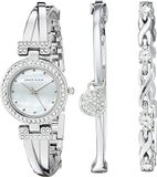 Anne Klein Women's Premium Crystal Accented Bangle Watch and Bracelet Set