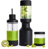 BEAST Smoothie maker - Blender met 3 to-go bekers, bewaardoppen en draagclip - 850W - Zwart