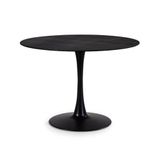 Calicosy Table Ronde avec Plateau en Verre Imitation marbre L110 cm - ADA