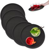 Merkloos Relaxdays Horeca dienblad - Set van 5 - Ø 35 cm - Antislip - Rond - Zwart