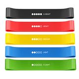 Fitness elastiekjes, set van 5 elastische weerstandsbanden van latex met draagtas voor crossfit, yoga, pilates