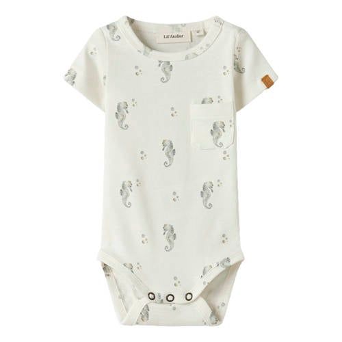 LIL' ATELIER BABY romper wit Jongens Katoen Ronde hals All over print - maat 80