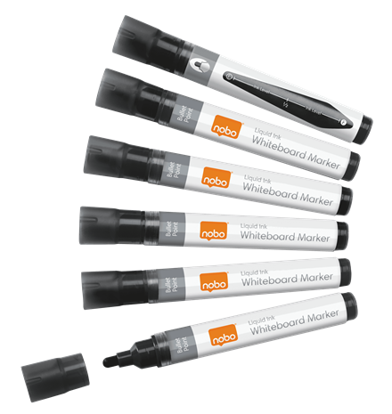Nobo 1915377 - Markeerstiften - 10 stuks - Zwart, Wit, Grijs