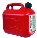 RD9 - Jerrycan van kunststof voor benzine, tank van polyethyleen (PE), rood, 5 l, goedkeuring voor koolwaterstoffen, inclusief vulbuis