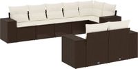 vidaXL 8-delige Loungeset met kussens, polyrattan, bruin
