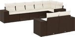 vidaXL 8-delige Loungeset met kussens, polyrattan, bruin