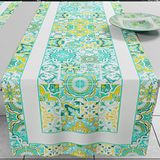 PETTI Artigiani Italiani - Tafelloper, keukentafelloper, tafelkleden runner, digitale print Vietri watergroen, 100% Made in Italy