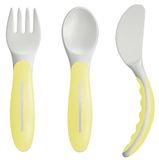 MAM Baby's Cutlery ZEDMM331N bestekset met vork, lepel en mes, 6 maanden, geel