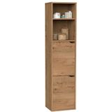 MUEBLES PITARCH Nadia Badszuil met beslag, badkamerkast met 4 planken, 2 deuren, eiken goud, 150 x 36,5 x 30 cm (H x B x D), bijzetmeubel, modern
