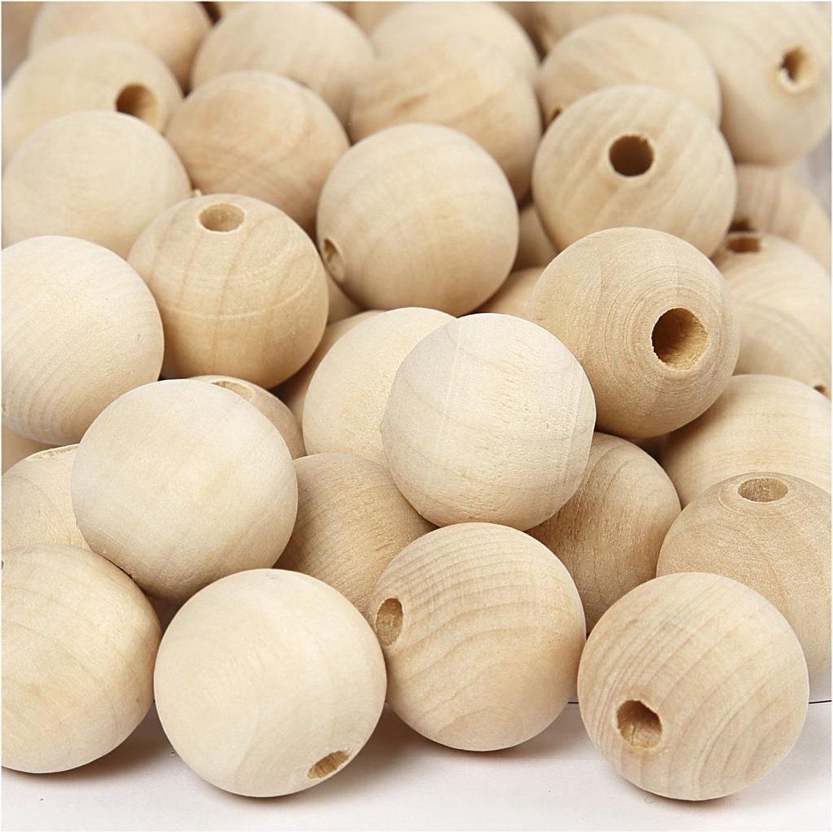 Houten kralen - 20 mm - kleuren assorti - 200 stuks