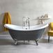 Elton Baignoire îlot rétro grise - double dos pieds - 175cm x 73cm