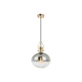 Elegante gouden kroonluchter, metalen behuizing met glazen kap, verstelbare hoogte 50-190 cm, diameter 28 cm, E27-fitting, max. 40 W, stijlvolle verlichting voor woondecoratie
