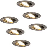 HOFTRONIC Rome - Set van 6 LED Inbouwspots - RVS - 6W - 2700K - Dimbaar - IP44