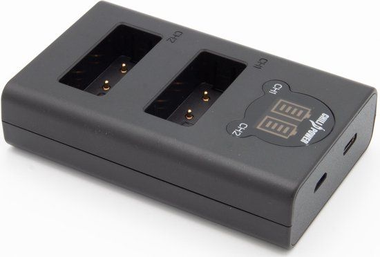 Chili Power ChiliPower dubbellader LP-E17 voor Canon - 2 accu's tegelijk laden - Zwart