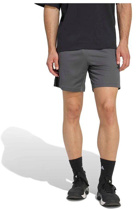 Adidas Workout Essentials Base 3 Stripes Pique 7'' Korte Broek Grijs L