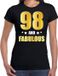 Bellatio Decorations Shoppartners Bv 98 jaar and fabulous tekst - verjaardag cadeau t-shirt - zwart - voor dames - Gouden letters - vrouwen - Leeftijd thema L