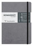 Clairefontaine 793435C Nomaddict (ex Age Bag) Genaaid Notitieboek Elastiek My.Essential Grijs - A5 14,8x21 cm - 192 Pagina's Genummerd STIPPEN - Ivoorkleurig Papier 90 g - Omslag Karton