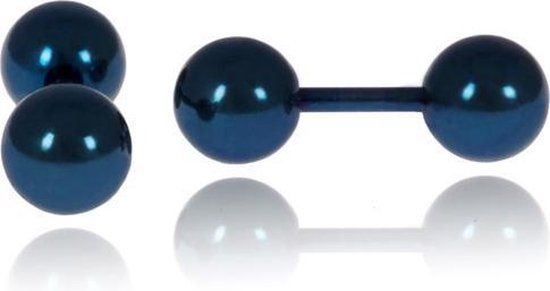 LGT JWLS LGT Jewels Stud oorbellen Dubbel Bol 4mm Blauw