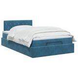 vidaXL Ottoman bed met matras Donkerblauw 120 x 200 cm Fluweel