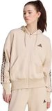 Adidas Sportswear Seasonal Essentials 3-Stripes Dames Capuchonjack Met Lange Ritssluiting En Dierenprint - Beige