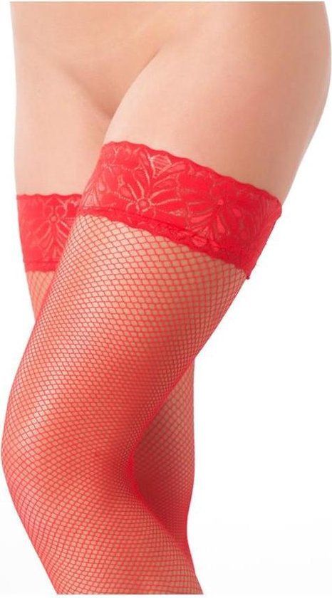 Amorable by Rimba Hold-up Visnet kousen - rood - One size - Polyester