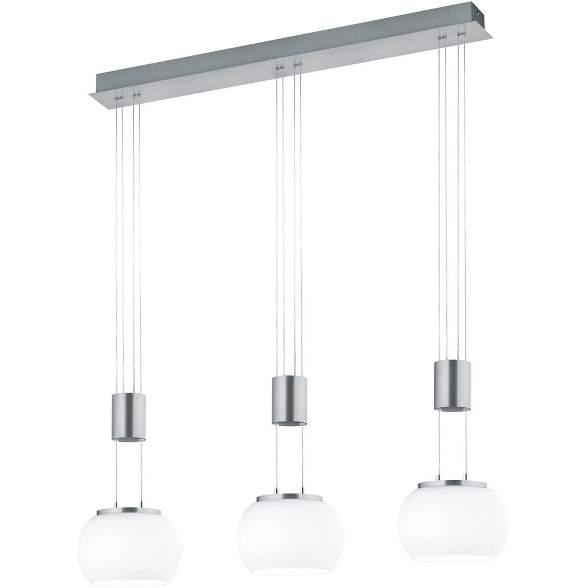 BES LED LED Hanglamp - Hangverlichting - Trion Maliba - 24W - 3-lichts - Warm Wit 3000K - Dimbaar - Rechthoek - Mat Nikkel - Aluminium