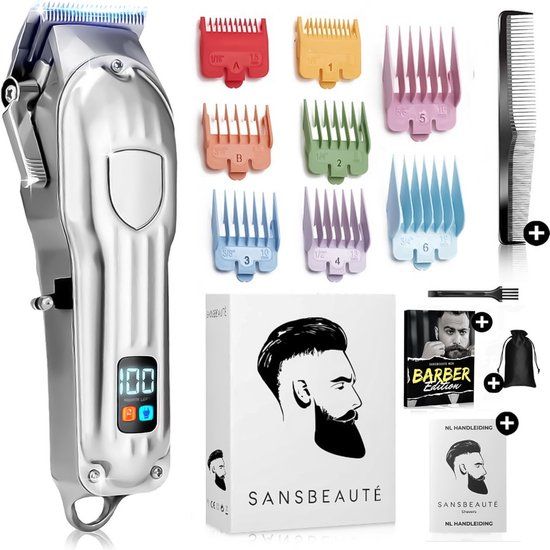 Sansbeauté® Barber Edition Professionele Draadloze Tondeuse - 8 Opzetkammen