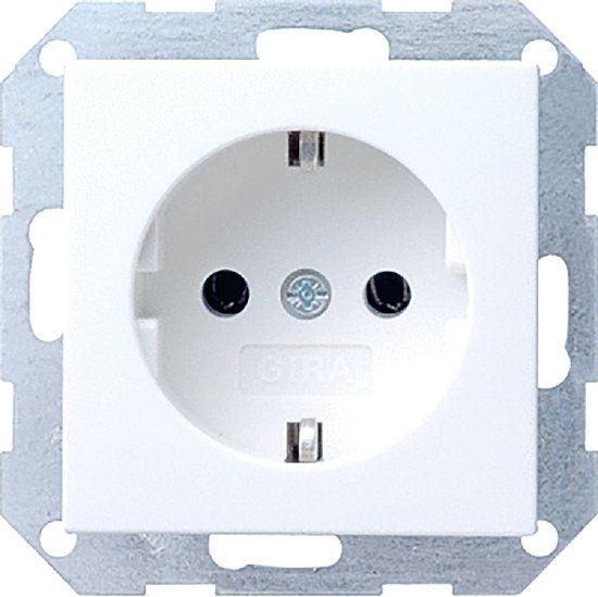 GIRA Systeem 55 Wandcontactdoos met randaarde 1V Zuiver wit