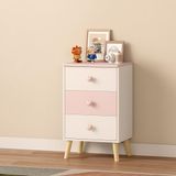 [en.casa] Kindernachtkastje Sandnes wit en roze 62x38x30 cm