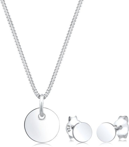 Elli Sieradenset Cirkel Geo Halsketting Oorknopjes Basic 925 Sterling Zilver