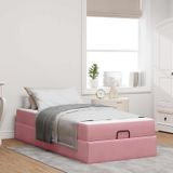 vidaXL Bedframe met matras, 2 stuks, roze fluweel
