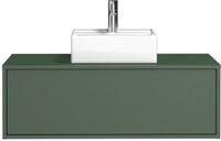 Vente-unique Meuble de salle de bain suspendu vert mat avec lavabo carré simple - 94 cm - TEANA II
