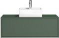 Vente-unique Meuble de salle de bain suspendu vert mat avec lavabo carré simple - 94 cm - TEANA II
