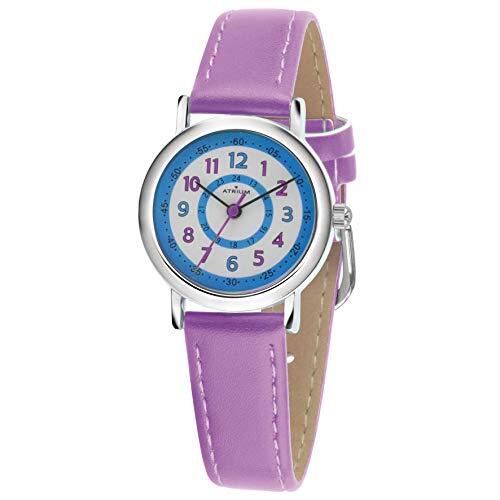 Atrium Kinderhorloge meisjes analoog kwarts 5 bar metaal imitatieleer A31-108