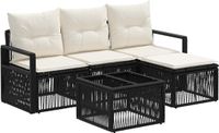 vidaXL Tuinbankenset 5-delig Zwart polyrattan