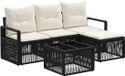 vidaXL Ensemble de banc de jardin 5 pièces noir polyrotin