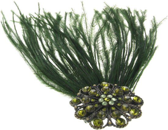 Behave® Premium Classics Broche Vrouwen Groen Glas 4 x 15 cm